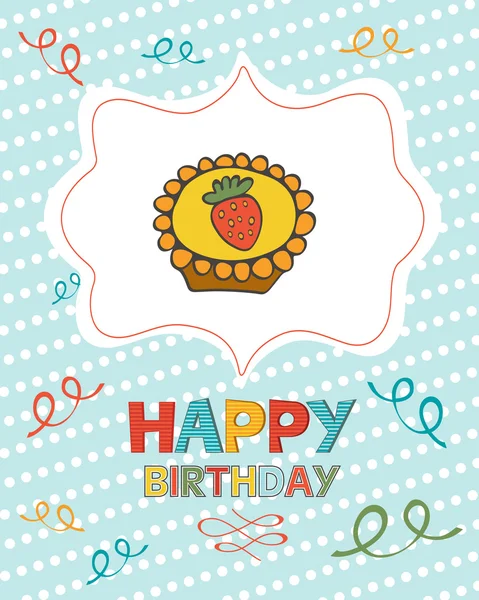 Mutlu doğum günü kartı şekerli tatlı ile — Stok Vektör