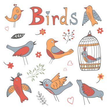 Şirin komik kuşlar topluluğu