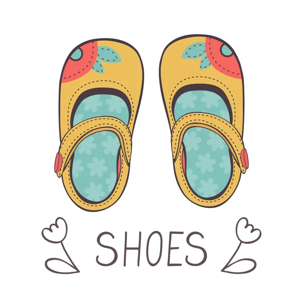 Illustration de belles chaussures de bébé fille — Image vectorielle