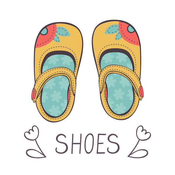 Illustration of beautiful baby girl shoes