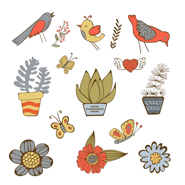 Linda colección dibujada a mano de plantas de la casa — Vector de stock