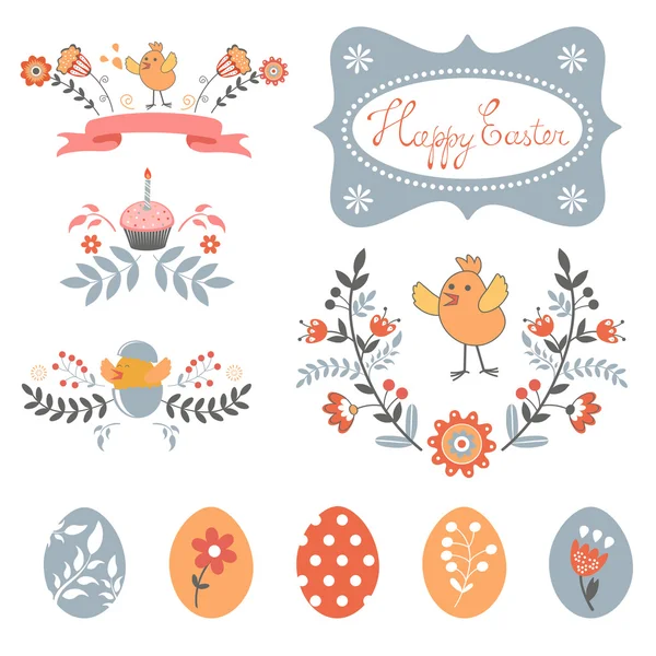 Kolekcja pięknych, Wielkanoc powiązane elementy graficzne — Wektor stockowy