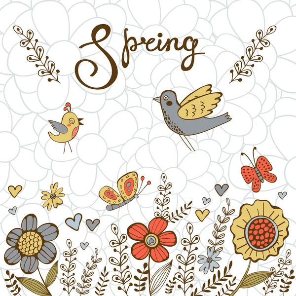 Elegante tarjeta postal de primavera — Vector de stock