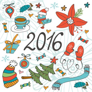Kış grafik kartıyla renkli 2016