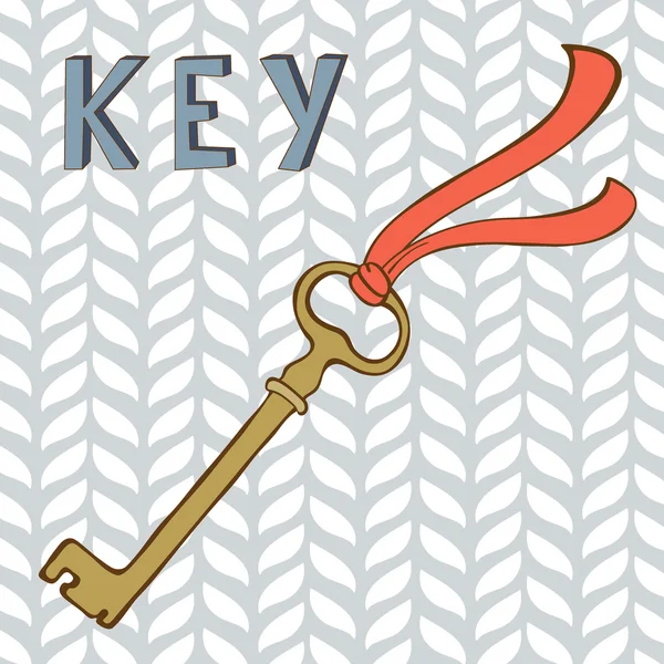 Vintage key with ribbon — Stock Vector