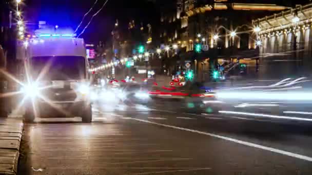 Lange Blootstellingstijd Nevsky Prospekt Petersburg — Stockvideo