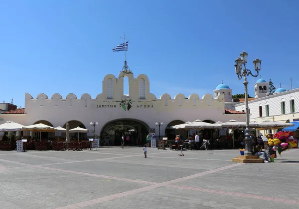 Kos Griekenland Mei Populaire Markt Café Het Beroemde Plein Mei — Stockfoto