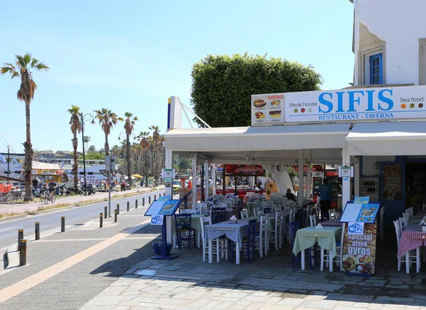 Kos Grécia Maio Tripadvisor Recomendado Restaurante Sifis Espera Turistas Maio — Fotografia de Stock