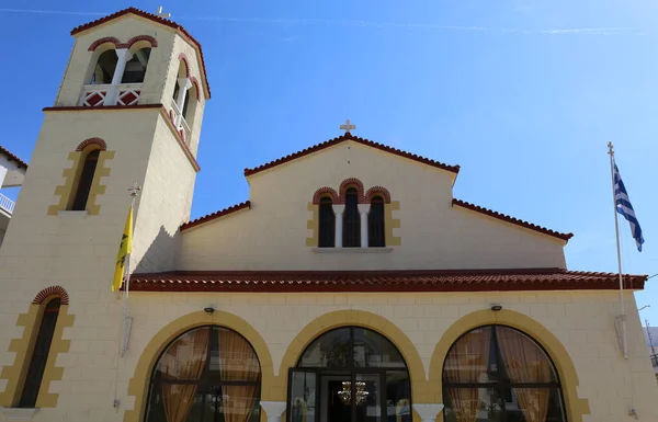 Chiesa Greco Ortodossa Con Bandiere Bizantine Greche — Foto Stock