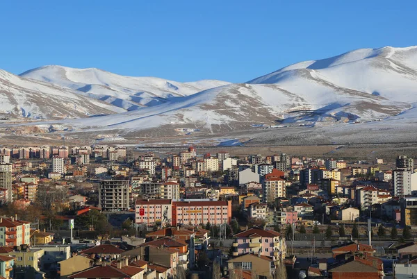 Nigde Turkey January Snowy Hills High School Businesses Apartment Buildings — Stock Photo, Image