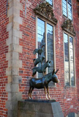 Bremen, Almanya 'daki Old Town' da Kasaba Müzisyenleri Heykeli
