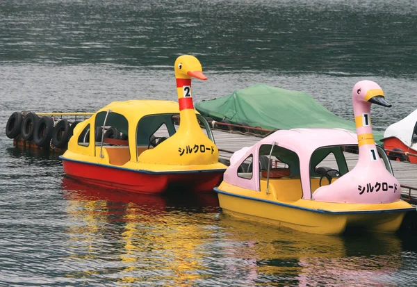 Barcos de cisne coloridos para alugar — Fotografia de Stock