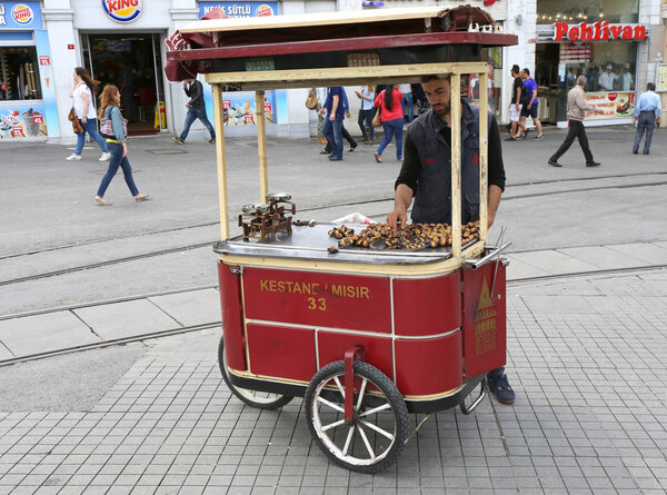 Unidentified Guy selling Roasted Chestnut at Taksim Square