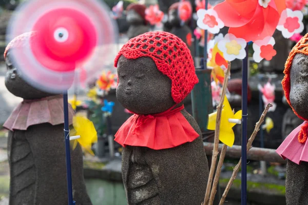 Estátuas Jizo Templo Japão Símbolo Para Crianças Abortadas — Fotografia de Stock