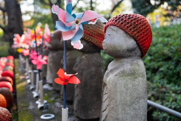 Estátuas Jizo Templo Japão Símbolo Para Crianças Abortadas — Fotografia de Stock