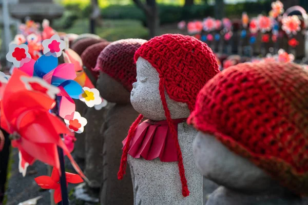 Estátuas Jizo Templo Japão Símbolo Para Crianças Abortadas — Fotografia de Stock