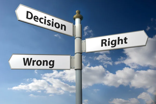 Decision Right or Wrong sign post — Stock Photo, Image