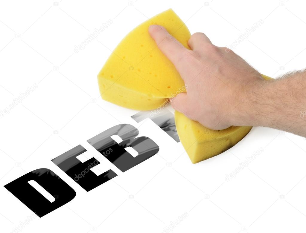 Hand wiping debt word