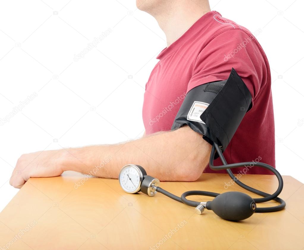Blood pressure checked with sphygmomanometer