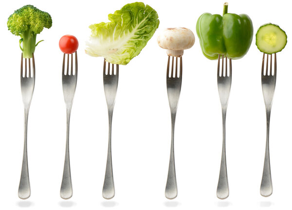 Healthy food on a fork