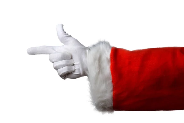 Papai Noel apontando mão e braço apenas branco — Fotografia de Stock