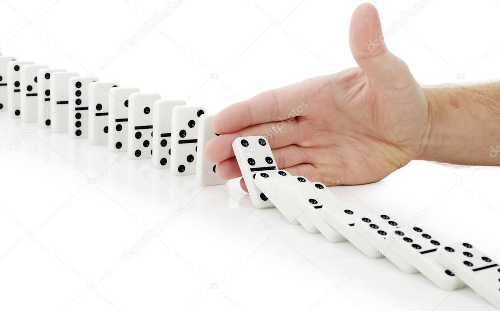 hand stop dominoes continuous toppled