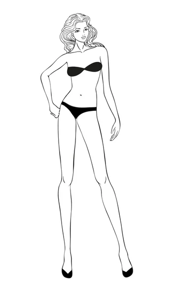 Как нарисовать девушку в полный рост в купальнике