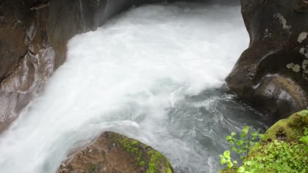 Ροή νερού και τοπίου της κοιλάδας Wildgerlos στο απόθεμα των Άλπεων Zillertal — Αρχείο Βίντεο