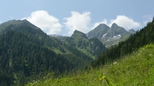 Cloudscape проміжок часу в гору пік Альпах (Австрія, zillertal) — стокове відео