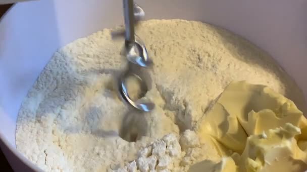 Ciasto Trakcie Pieczenia Mieszanie Składników Ciasta — Wideo stockowe