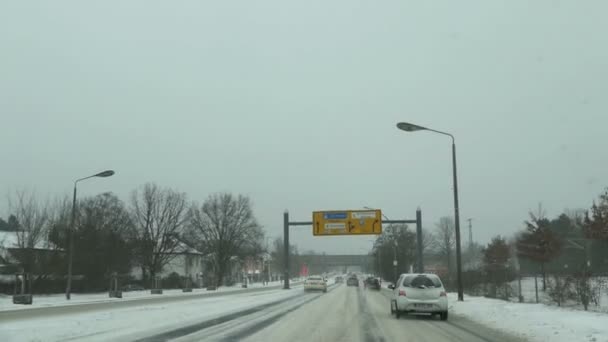 Berlin Berlin Februar 2021 Starker Schneefall Auf Der B96A Berlin — Stockvideo