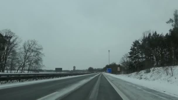 Luebbenau Brandenburg Duitsland Februari 2021 Sneeuw Omstandigheden Snelweg Snelweg A13 — Stockvideo