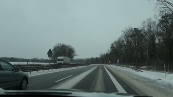 Luebbenau Brandeburgo Alemania Febrero 2021 Condiciones Nieve Carretera Autopista A13 Vídeos De Stock Sin Royalties Gratis