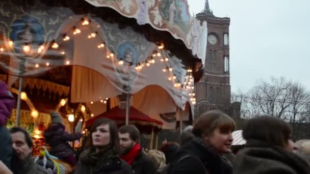 Fiera di Natale a Berlino alexanderplatz — Video Stock