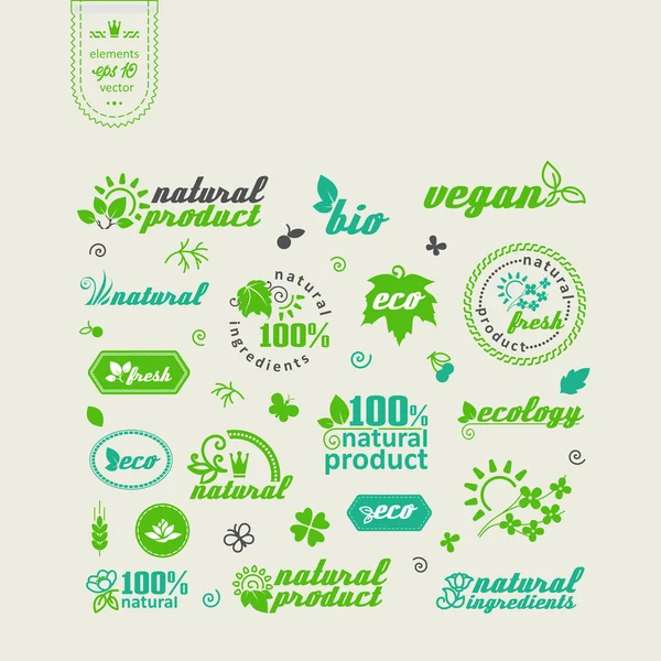 Eléments pour le design - produits naturels et alimentaires . — Image vectorielle