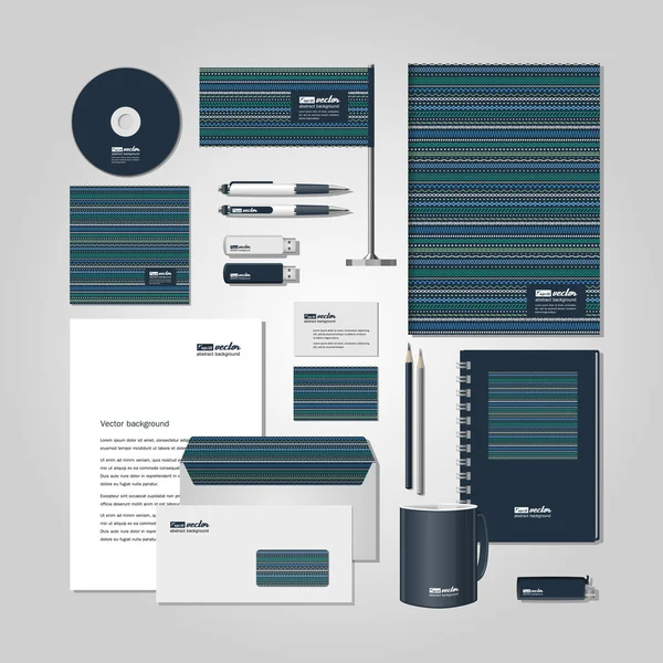 Corporate stil - visitkort, en disk, en flagga, handtag, ett flash-kort, form. — Stock vektor