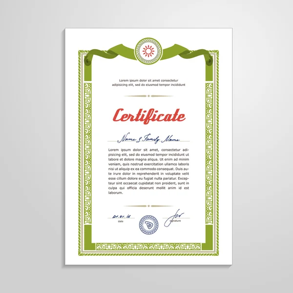 Certificado, Diploma, plantilla de diseño — Vector de stock