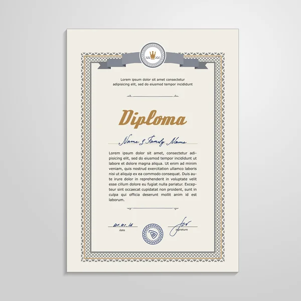 Certificado, Diploma, plantilla de diseño — Archivo Imágenes Vectoriales