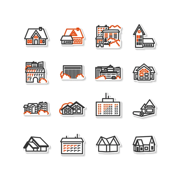 Byggnader - uppsättning ikoner. — Stock vektor