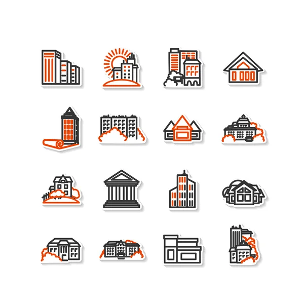 Edificios - conjunto de iconos . — Vector de stock