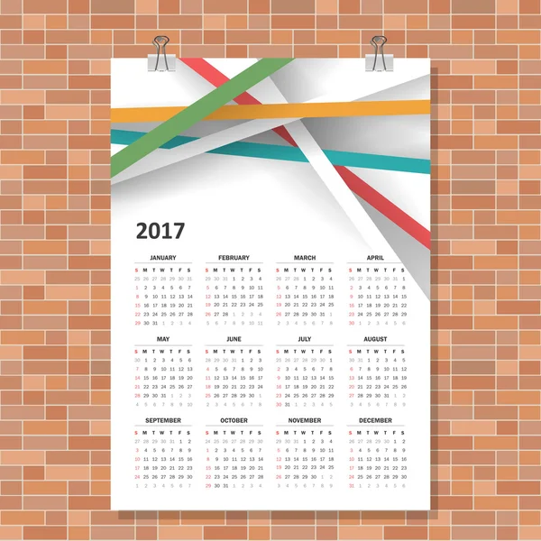 Calendario para 2017 . — Vector de stock