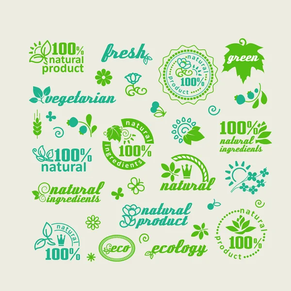 Elementos para el diseño - productos naturales y alimentos . — Vector de stock