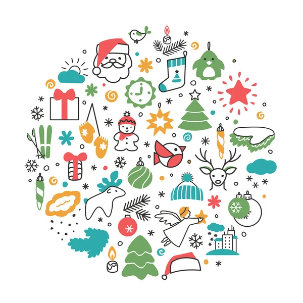 Fondos con iconos - Año Nuevo, Navidad, invierno — Vector de stock