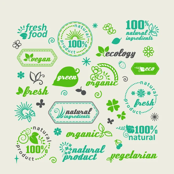 Elementos para el diseño - productos naturales y alimentos . — Vector de stock