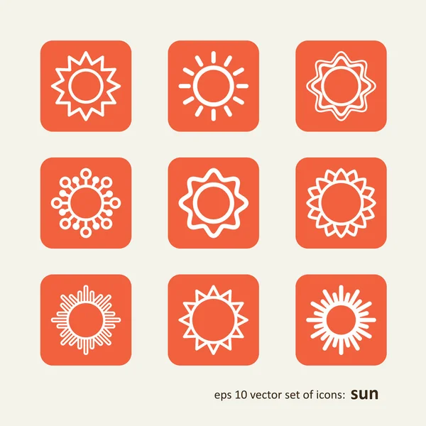 Gesetzt mit Ikonen - die Sonne — Stockvektor