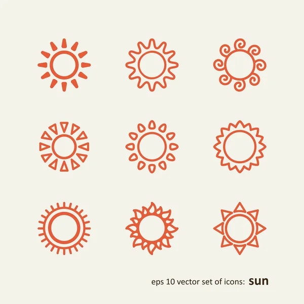 Establecer con iconos - el sol — Vector de stock