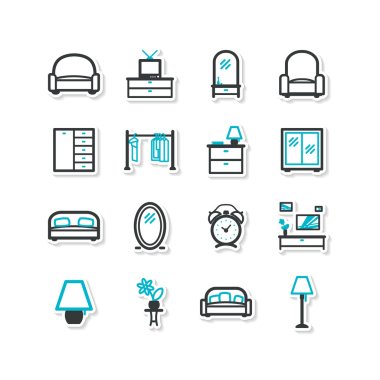 Set of icons - a home interior, drawing room. clipart