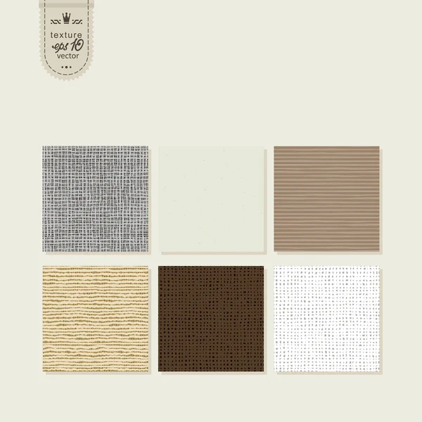 Conjunto de 6 texturas - tecido áspero, papel . —  Vetores de Stock