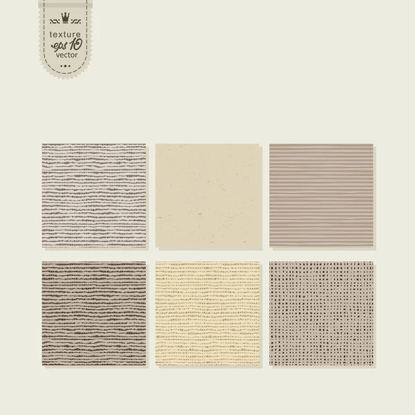 Conjunto de 6 texturas - tecido áspero, papel . —  Vetores de Stock