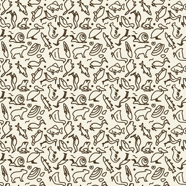 Seamless texture - animals on a bog